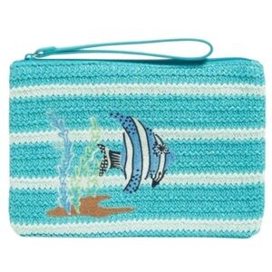 Vera Bradley Blue and White Striped Wristlet